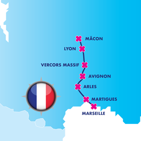 French Wine Country gay cruise map