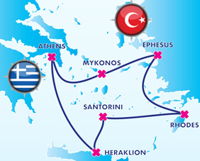 Greek Isles gay cruise map