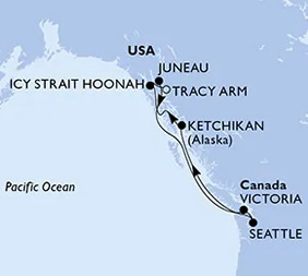 MSC Alaska Gay Cruise map