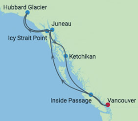 Alaska Hubbard Glacier Gay Cruise map