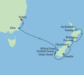 Australia & New Zealand Gay Cruise map