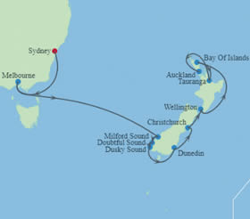 Australia & New Zealand Gay Cruise map