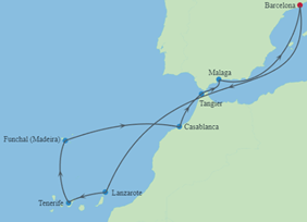 Canaries & Morocco gay cruise map