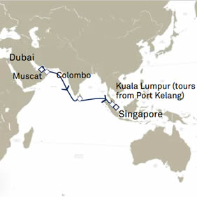Dubai to Singapore Gay Cruise map