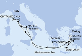 Greek Isles & Italy Gay Cruise map