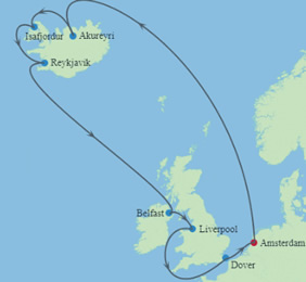 Iceland & Ireland Gay Cruise map