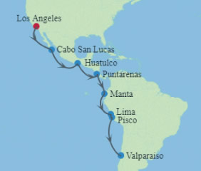 Los Angeles to Chile Gay Cruise map