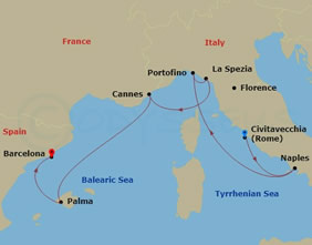 Celebrity Pride Mediterranean Cruise map