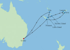 South Pacific Gay Cruise map