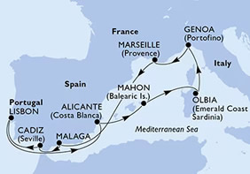 Western Mediterranean Gay Cruise map