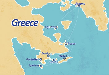 Greece Saronic gay sailing cruise map