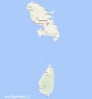 Caribbean Martinique Naked Gay sailing cruise map