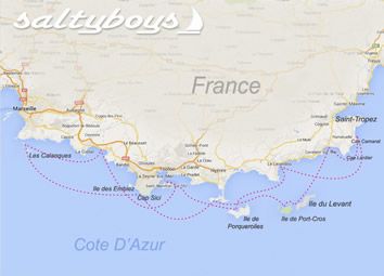 French Riviera Gay sailing cruise map