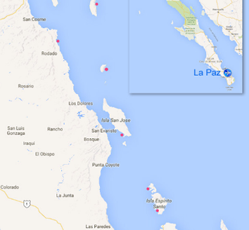 Baja La Paz, Mexico Gay sailing cruise map