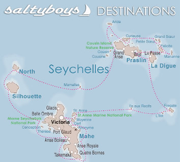 Seychelles Naked Gay sailing cruise map