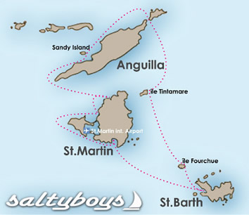 St Martin Nude Gay sailing cruise map