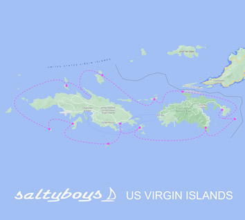 Caribbean US Virgin Islands Nude Gay sailing cruise map