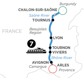 Burgundy & Provence gay cruise map
