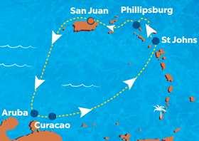 Southern Caribbean gay cruise map