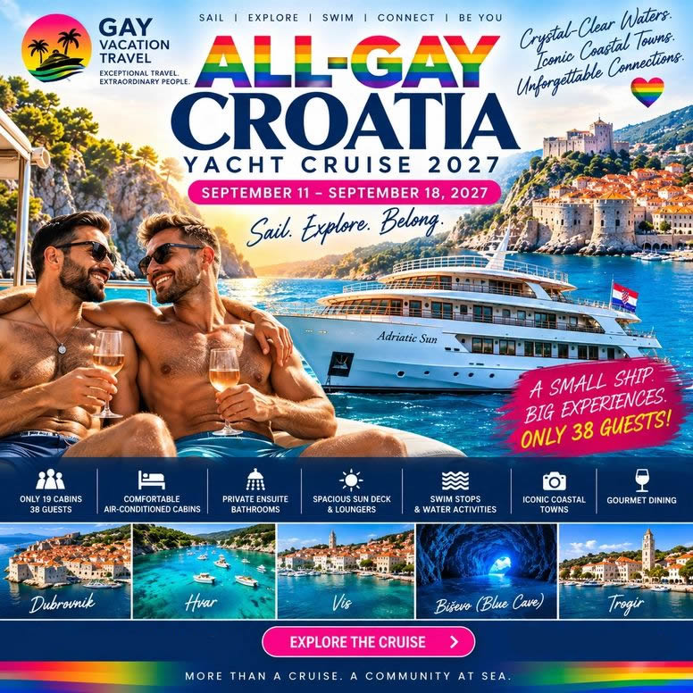 Croatia Deluxe Gay Cruise 2027 From Dubrovnik to Split