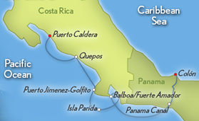 Costa Rica & Panama Canal lesbian cruise map