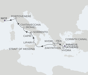 Athens to Nice gay cruise map