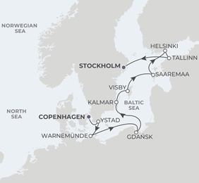 Baltic luxury gay cruise map