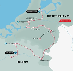Holland & Belgium gay cruise map