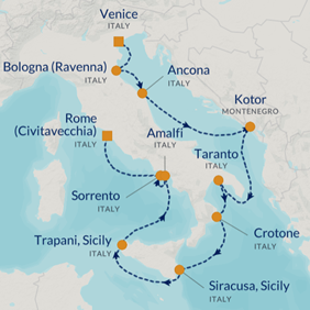 Italy gay cruise map