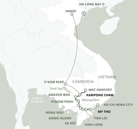Vietnam & Cambodia gay cruise map