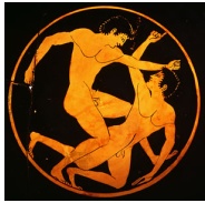 Greek men wrestling