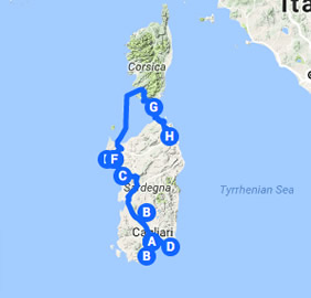 Sardinia & Corsica Gay Tour Map