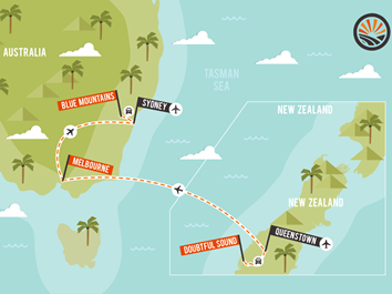New Zealand & Australia gay tour map