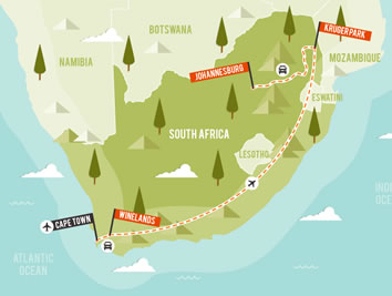 South Africa gay tour map