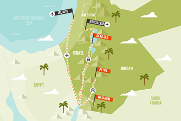 Israel & Petra gay tour map