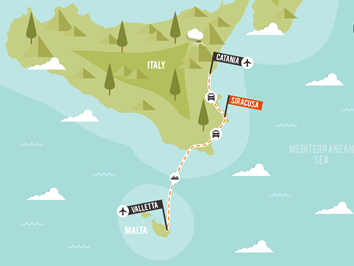 Sicily &n Malta gay tour map