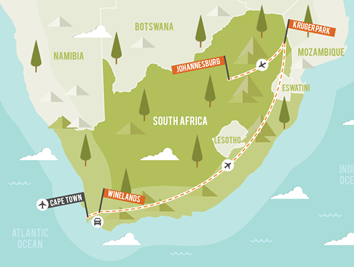 South Africa gay tour map