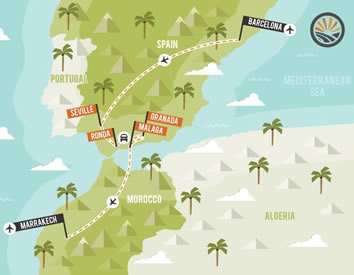 Spain & Morocco gay tour map