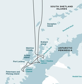 Antarctica Adventure Gay Cruise map