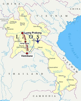 Laos gay tour map