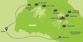 Kilimanjaro gay hiking adventure map