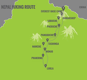 Nepal Gay Hiking Tour Map