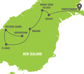 South New Zealand Gay Tour Map