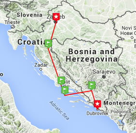 Dalmatia gay tour map