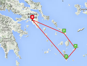 Greek Isles gay tour map
