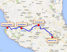 Mexico gay tour map