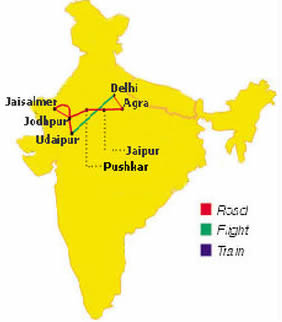 Rajasthan India luxury gay tour map