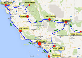 US West Coast gay tour map