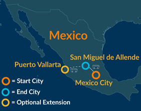 Mexico New Year gay tour map