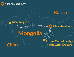 Mongolia gay tour map